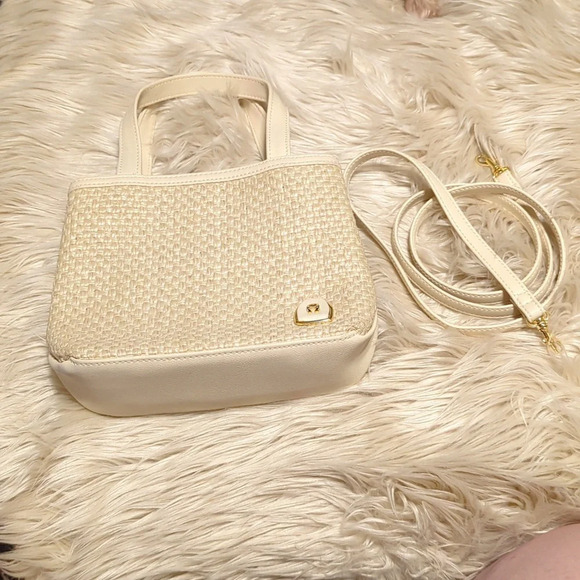 Etienne Aigner Handbags - Small cream straw rattan Etienne Aigner bag purse